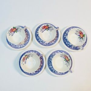 Mayflower by SPODE  Flat Cup & Saucer Set x 6